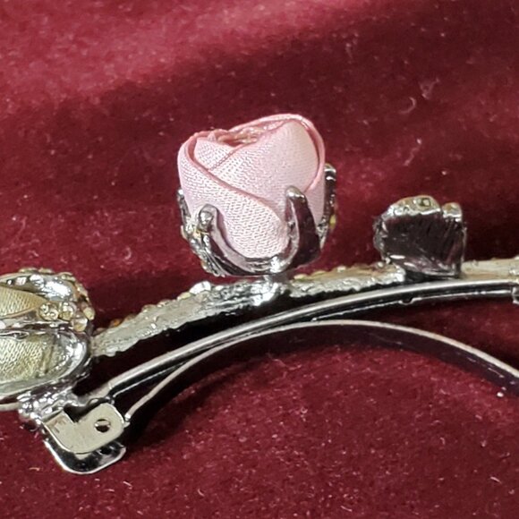 Mauve & Sage Green - Petite Silk Roses Hair Barrette - Hair Clip - Picture 5 of 7